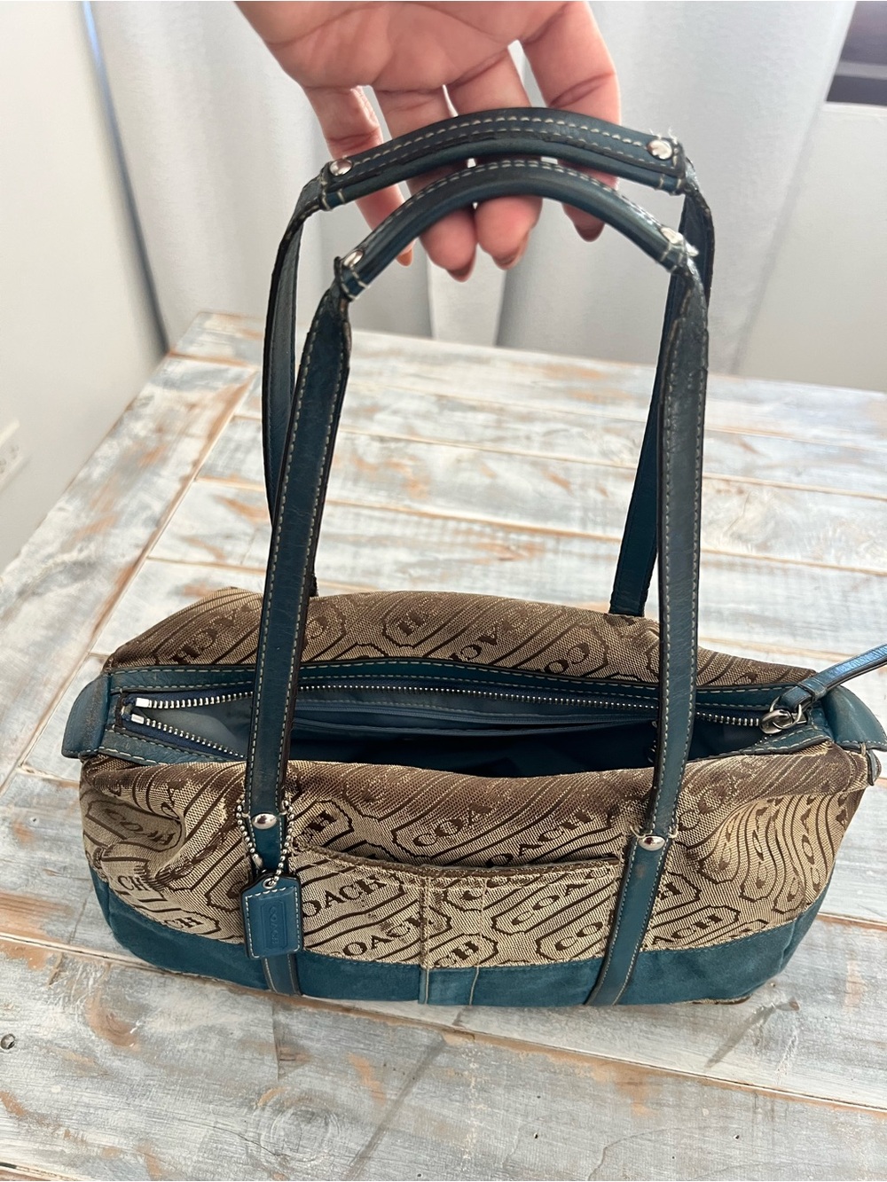 Vintage Coach Signature Canvas Satchel / Shoulder Bag